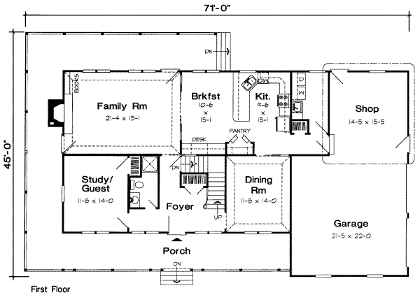 Country Floor Plan - Main Floor Plan #312-576