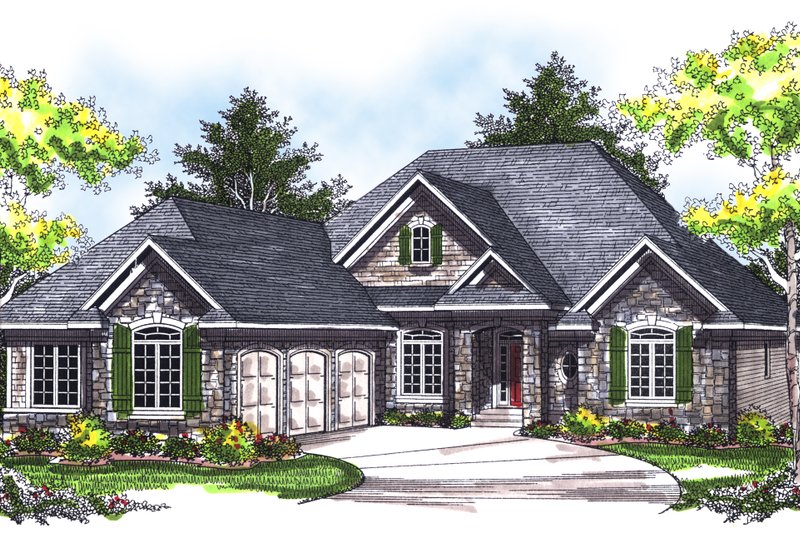 House Design - Exterior - Front Elevation for European House Plan #70-729 - 3 bed, 2 bath
