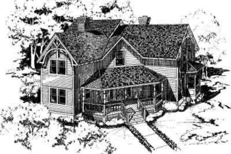 Exterior - Front Elevation 2 for European House Plan #312-329 - 3 bed, 2.5 bath
