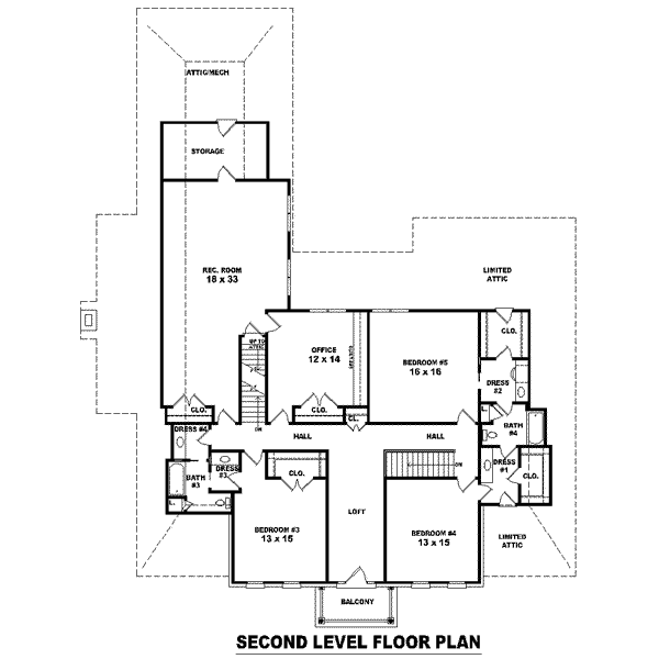 Southern Floor Plan - Upper Floor Plan #81-1651