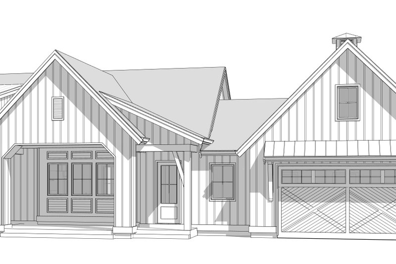 House Blueprint - Exterior - Front Elevation 3 for Farmhouse House Plan #1114-74 - 3 bed, 2 bath