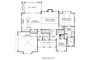 Floor Plan - Main Floor for Farmhouse House Plan #927-1007 - 4 bed, 3 bath