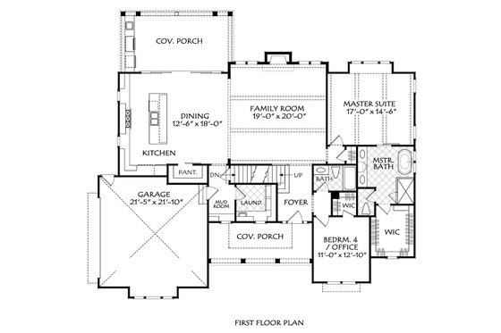 Floor Plan - Main Floor for Farmhouse House Plan #927-1007 - 4 bed, 3 bath