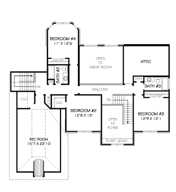 European Floor Plan - Upper Floor Plan #424-325