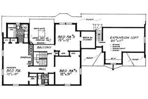 Floor Plan - Upper Floor for Colonial House Plan #315-108 - 4 bed, 2.5 bath