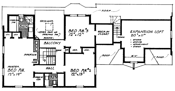House Blueprint - Colonial Floor Plan - Upper Floor Plan #315-108