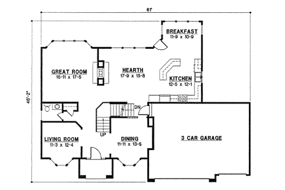 Floor Plan - Main Floor for Traditional House Plan #67-821 - 4 bed, 3 bath