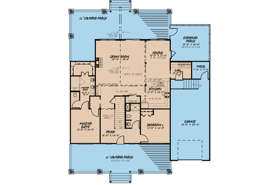 Floor Plan - Main Floor for Craftsman House Plan #923-113 - 4 bed, 3 bath