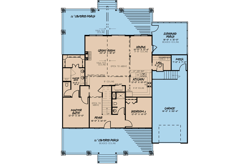 House Plan Design - Floor Plan - Main Floor for Craftsman House Plan #923-113 - 4 bed, 3 bath