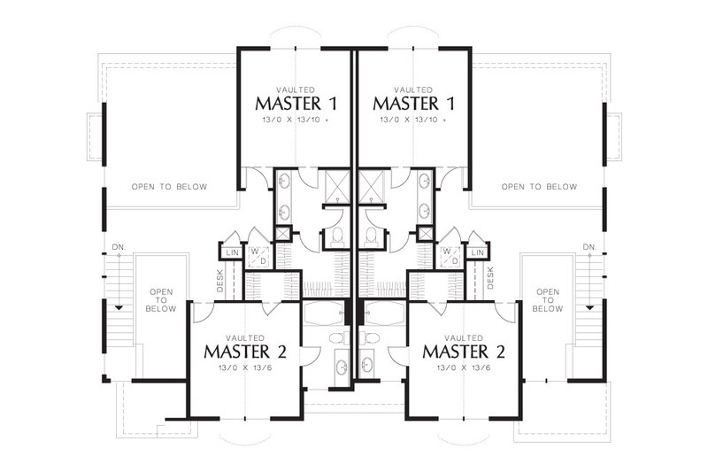 Home Plan - Floor Plan - Upper Floor for Craftsman House Plan #48-626 - 2 bed, 2.5 bath