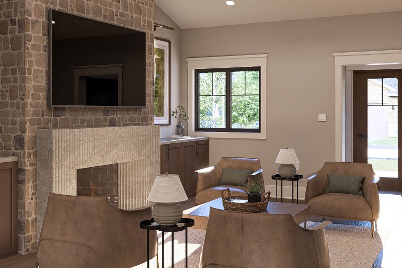 Home Plan - Interior - Family Room 1 for Craftsman House Plan #455-360 - 2 bed, 1 bath