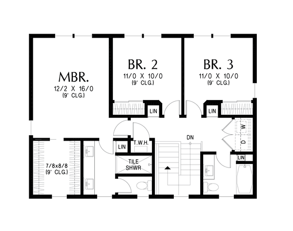 Farmhouse Floor Plan - Upper Floor Plan #48-1157