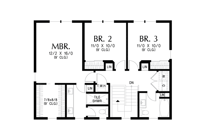 House Design - Floor Plan - Upper Floor for Farmhouse House Plan #48-1157 - 3 bed, 2.5 bath