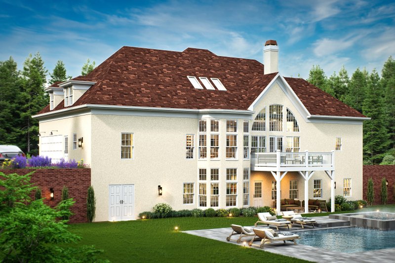 Home Plan - Exterior - Rear Elevation 1 for European House Plan #119-257 - 4 bed, 3.5 bath
