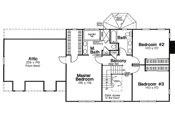 Floor Plan - Upper Floor for Colonial House Plan #312-583 - 3 bed, 2.5 bath