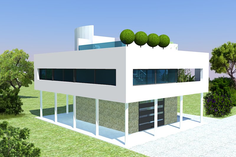 House Blueprint - Modern Exterior - Front Elevation Plan #542-17