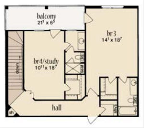 Farmhouse Floor Plan - Upper Floor Plan #36-471