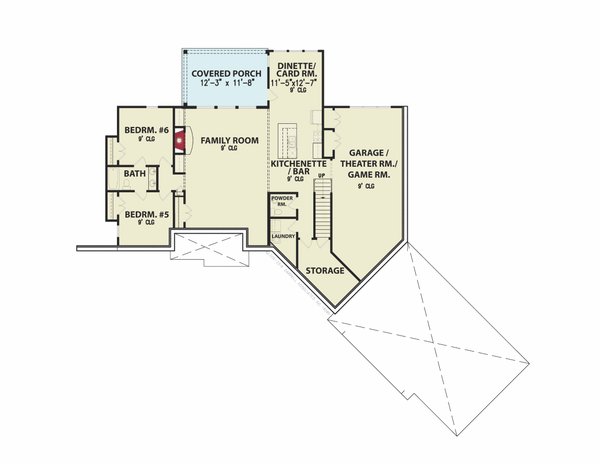 Craftsman Floor Plan - Lower Floor Plan #54-435