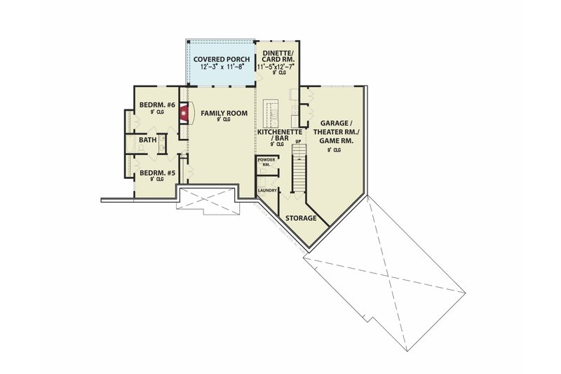 Architectural House Design - Floor Plan - Lower Floor for Craftsman House Plan #54-435 - 3 bed, 2.5 bath