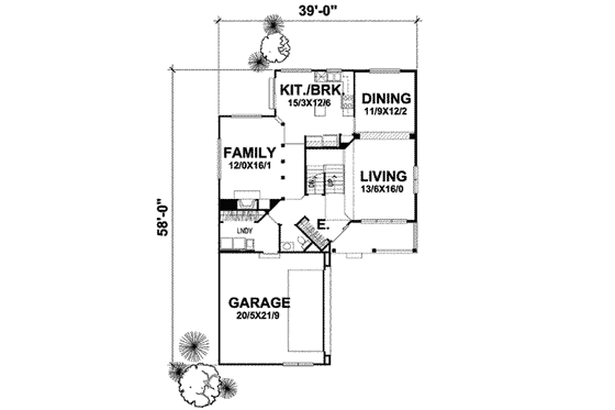 Floor Plan - Main Floor for Traditional House Plan #50-288 - 4 bed, 2.5 bath