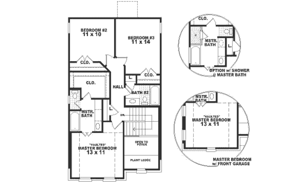 Floor Plan - Upper Floor for European House Plan #81-155 - 3 bed, 2.5 bath