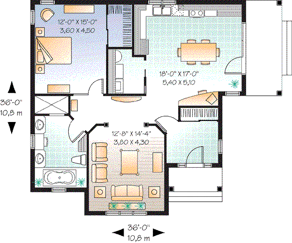 House Plan Design - Cottage Floor Plan - Main Floor Plan #23-616