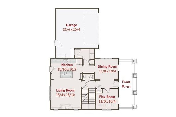 Floor Plan - Main Floor for Craftsman House Plan #461-29 - 3 bed, 2.5 bath