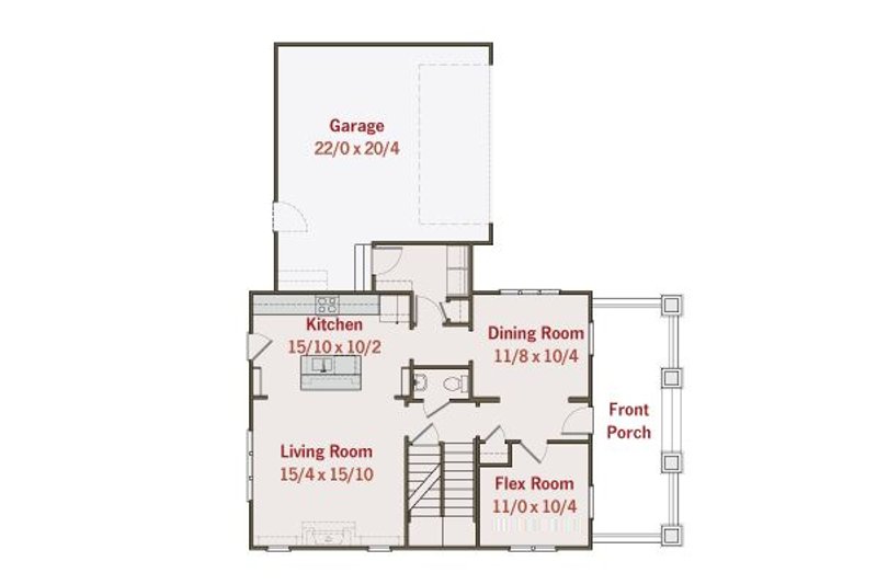 Architectural House Design - Floor Plan - Main Floor for Craftsman House Plan #461-29 - 3 bed, 2.5 bath