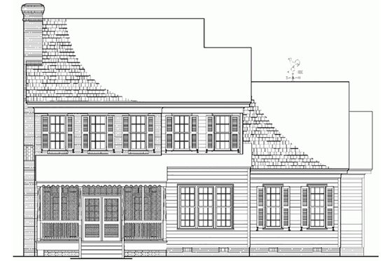Exterior - Rear Elevation for Colonial House Plan #137-187 - 4 bed, 3.5 bath