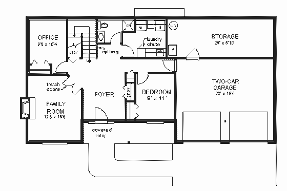 Floor Plan - Lower Floor for European House Plan #18-139 - 4 bed, 3 bath