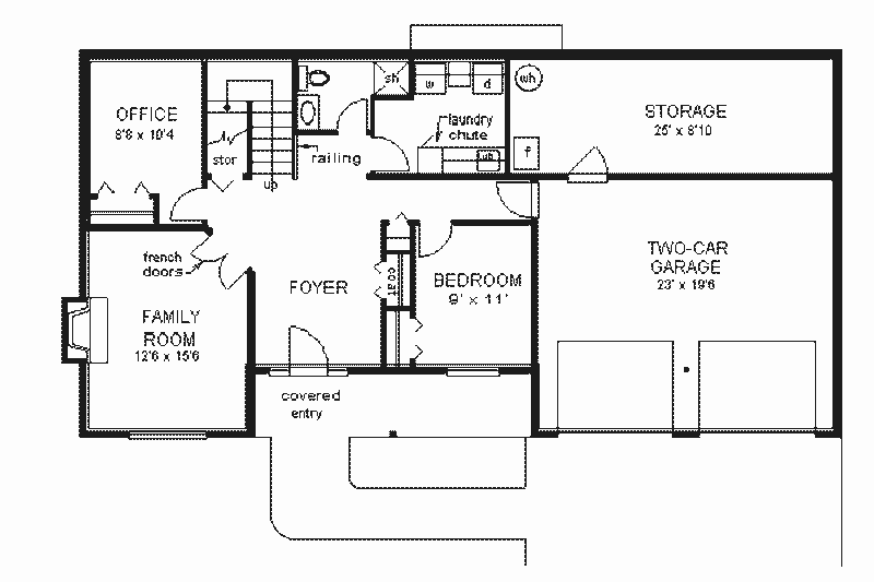 House Blueprint - Floor Plan - Lower Floor for European House Plan #18-139 - 4 bed, 3 bath