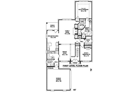 Floor Plan - Main Floor for European House Plan #81-862 - 3 bed, 3 bath