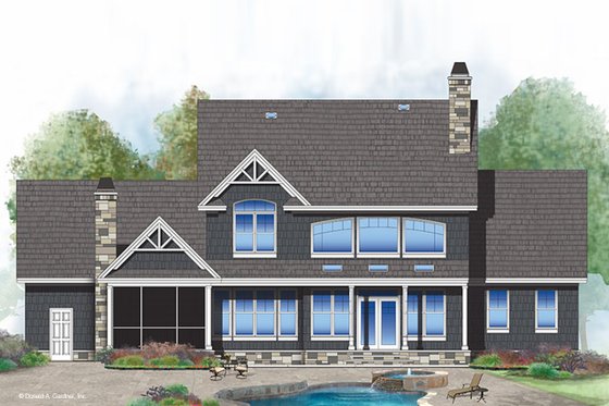 Exterior - Rear Elevation 1 for Craftsman House Plan #929-60 - 4 bed, 3.5 bath