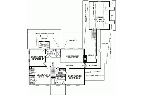 Floor Plan - Upper Floor for Colonial House Plan #137-172 - 4 bed, 4.5 bath