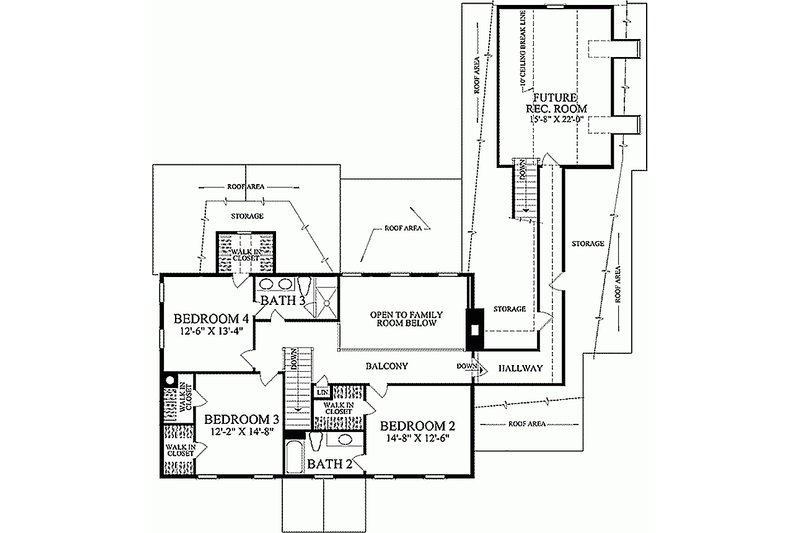 Home Plan - Floor Plan - Upper Floor for Colonial House Plan #137-172 - 4 bed, 4.5 bath