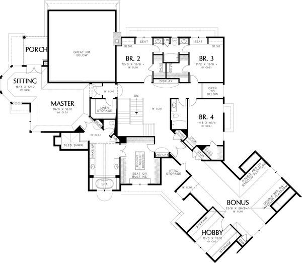 Home Plan - Upper level Floor plan - 6000 square foot European home