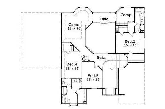 Floor Plan - Upper Floor for European House Plan #411-775 - 5 bed, 3.5 bath