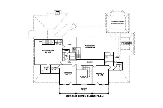 Floor Plan - Upper Floor for Southern House Plan #81-1657 - 4 bed, 4 bath