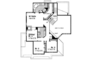 Floor Plan - Upper Floor for Traditional House Plan #50-171 - 5 bed, 3 bath