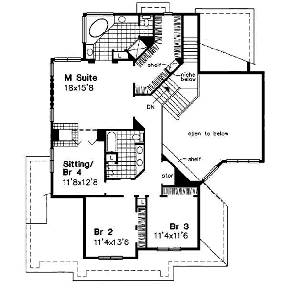 Traditional Floor Plan - Upper Floor Plan #50-171