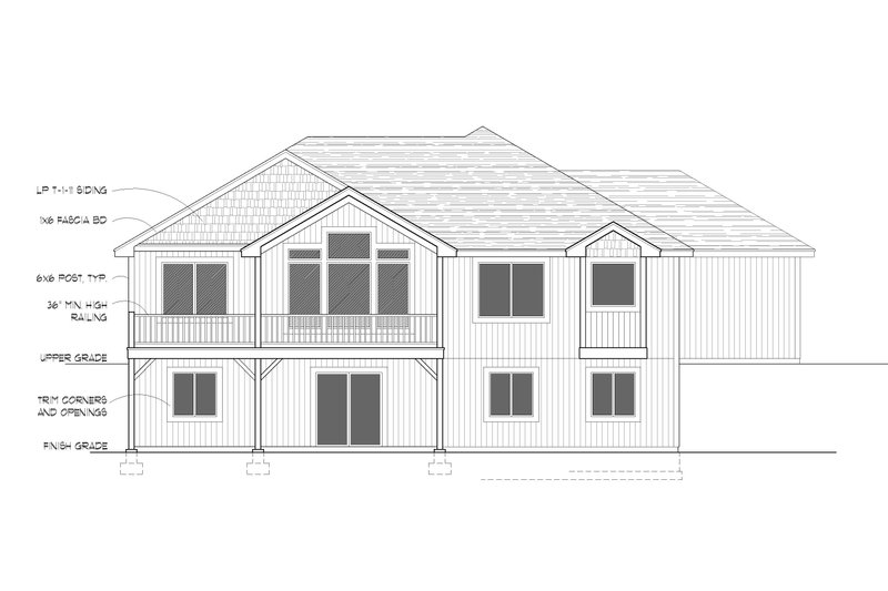 House Blueprint - Exterior - Rear Elevation for Craftsman House Plan #112-244 - 4 bed, 3 bath