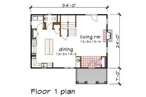 Floor Plan - Main Floor for Craftsman House Plan #79-297 - 3 bed, 2.5 bath
