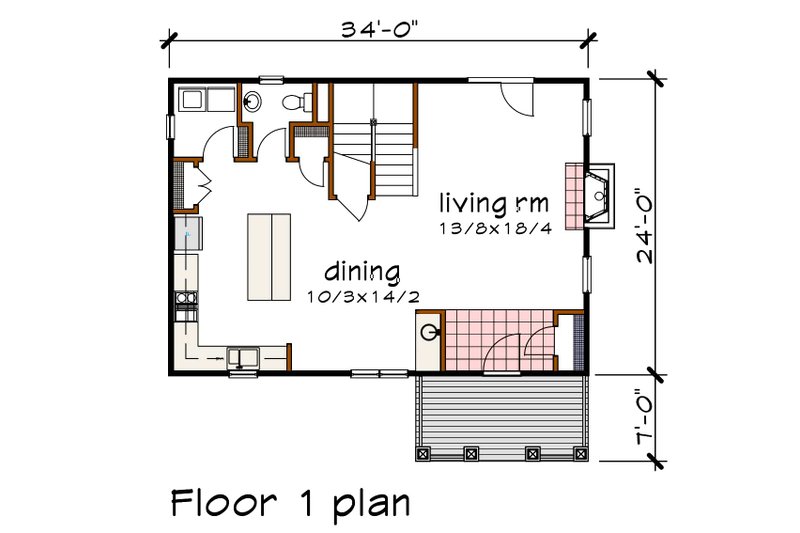 House Plan Design - Floor Plan - Main Floor for Craftsman House Plan #79-297 - 3 bed, 2.5 bath