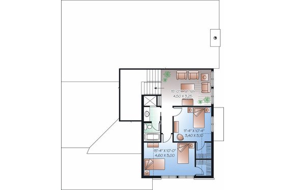 Floor Plan - Upper Floor for Craftsman House Plan #23-813 - 3 bed, 2.5 bath