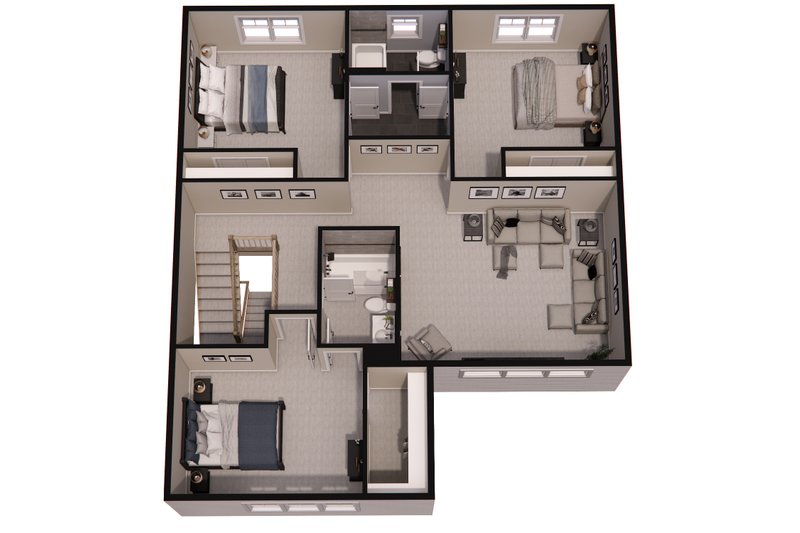 Architectural House Design - Floor Plan - Upper Floor 1 for Bungalow House Plan #51-1364 - 4 bed, 3.5 bath