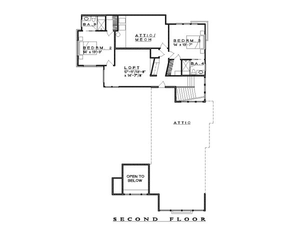 Prairie Floor Plan - Upper Floor Plan #935-23