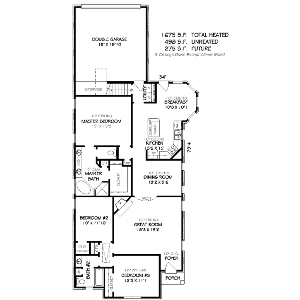 Floor Plan - Main Floor for European House Plan #424-76 - 3 bed, 2 bath