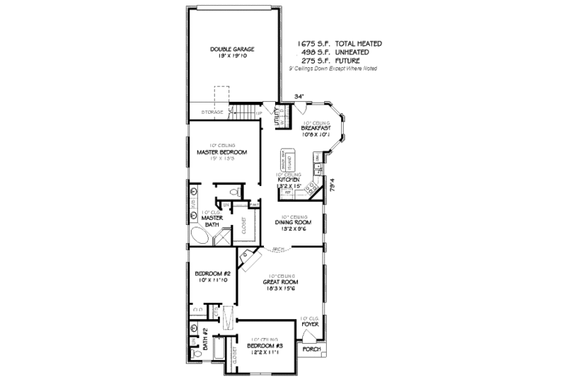 European Style House Plan - 3 Beds 2 Baths 1675 Sq/Ft Plan #424-76 ...