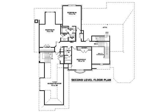 Floor Plan - Upper Floor for Colonial House Plan #81-1632 - 4 bed, 4 bath