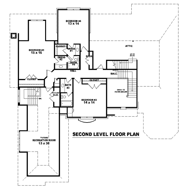 Colonial Floor Plan - Upper Floor Plan #81-1632